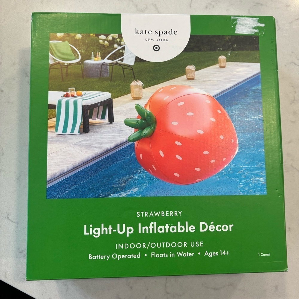 NEW in box Kate Spade x Target strawberry light up pool decor float